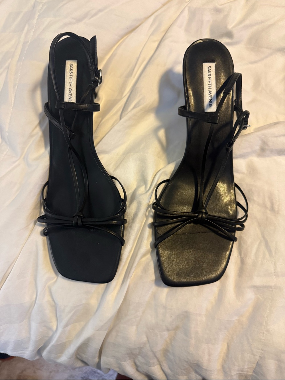 Saks Fifth Avenue Black Knot-Strap Square-Toe Heels Sz 9.5